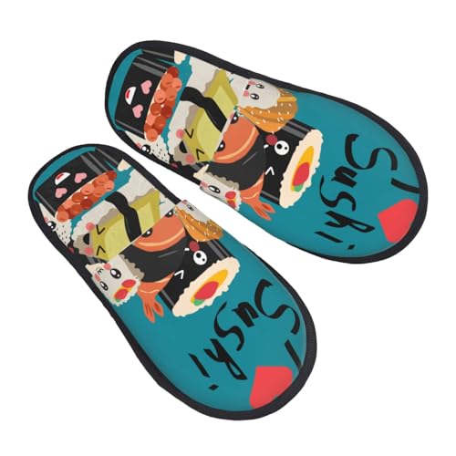 I Love Sushi Print Women Slippers Home Furry Shoes Keep Men Couples Shoes Warm For Women-2