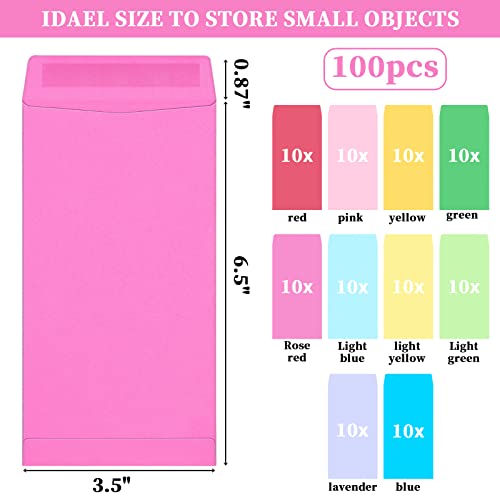 Swesara 100 Pack Colorful Cash Envelopes For Budgeting, 6.7 X 3.5 Inch | Large Pack Of Self-Adhesive Money Envelopes For Cash Or Coins | Organization Envelopes For Checks, Jewelry, And Small Items #TOP1