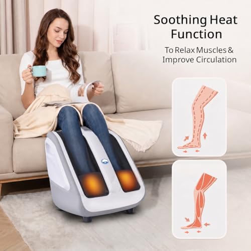 Image of ARG AROGYA Leg, Foot & Calf Massager with Air Compression, Roller & Heating | 3 Intensity Levels & 3 Modes | Air Bag Foot, Leg Massager for Pain Relief, Relaxation & Better Blood Circulation (White)