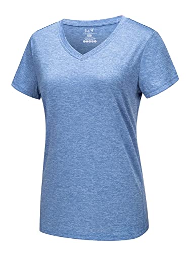 1 & 9 Women Short Sleeve Dry Fit T Shirt Moisture Wicking V-Neck T-Shirt For Women’s Activewear Workout Gym Yoga Tops Tee #TOP4