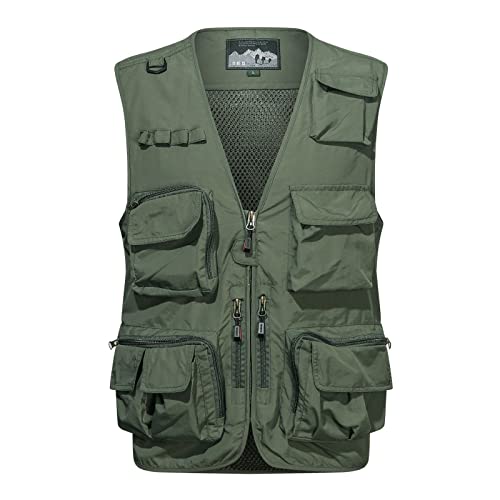 Safari Gilet Homme 5XL : Gilet Softshell Homme Gilet de Pêche Été Nylon Pratique Avec De Nombreuses Poches Pour Camping Safari Pêche Gilet Lumière Couleur...