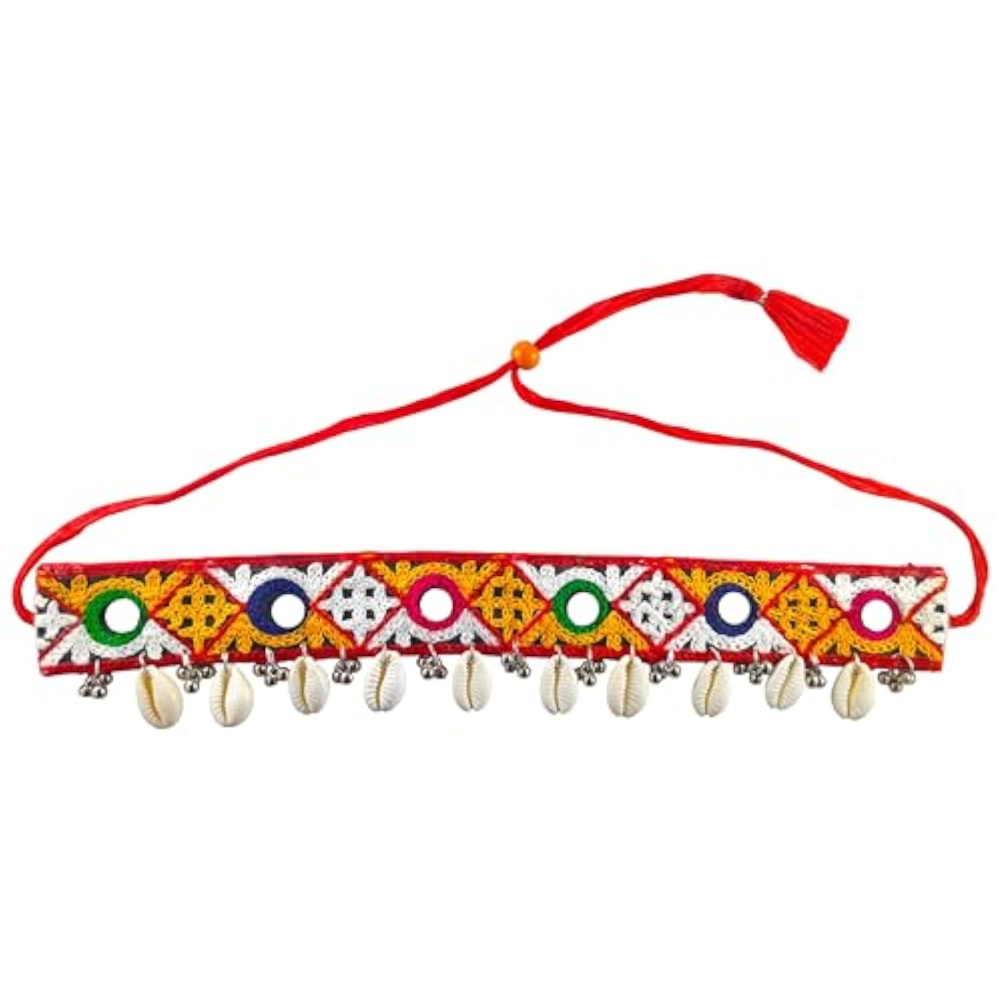 Handmade Fabric Necklace for Navratri with Cowrie Earrings