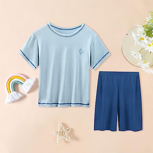 2 Piece Girls Boys 𝗣ajamas Kid 𝐒leepwear Short Sleeve Tops 𝗣ajama Shorts 𝐏js Cotton 𝐋ounge𝐰ear Shirts Sets Outfits3