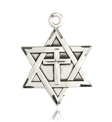 Heartland Store Mens Sterling Silver Star of David & Cross - Pendant Only| USA Made
