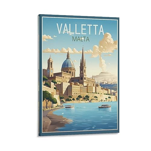 Poster de voyage La Valette de Malte 60x90 cm pour déco murale