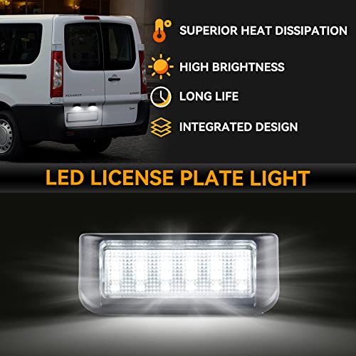 Luz de matrícula LED que elimina fallos de bombilla fundida en Peugeot Partner y Jumpy 5