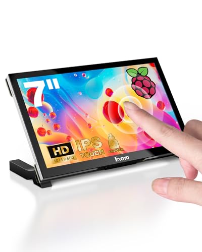 Eyoyo Raspbery Pi Screen 7-inch: 1024×600 LCD Capacitive Touchscreen Monitor with Stand, Mini Portable HDMI Monitors IPS Touch Display for Raspbery Pi 5/4/3/2/Zero, Windows/Linux/Android