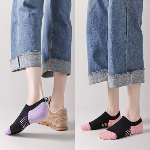 Womens No Show Socks Cushioned Athletic Ankle Socks Thick Cotton Low Cut Sock Non Slip Sock 6 Pairs2