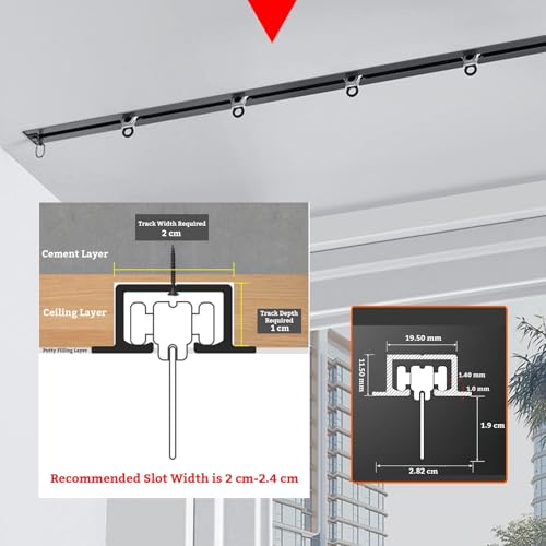 Riel de cortina de techo negro de 500 cm para separar espacios en el dormitorio 6