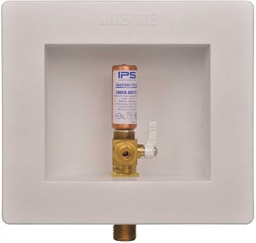 Water-Tite 87978 Caja de salida cuadrada para máquina de hielo, válvula de pararrayos de martillo de latón de un cuarto de vuelta, conexión de sudor