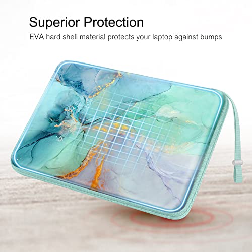 Image of FINPAC Hard Laptop Sleeve Case for 13 inch MacBook Air M3 M2 M1 2024, 14 inch MacBook Pro M4 /M3 /M2 /M1 A2918 A2992 A2779 A2442, Waterproof Case for Dell, Surface Laptop, HP, Acer, Emerald Marble