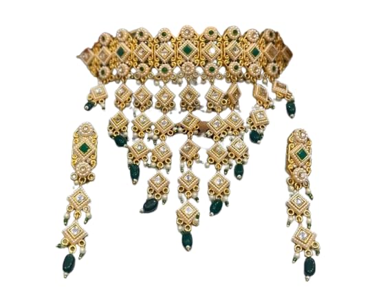 VINAYAK CREATIONS Gold-Plated Rajasthani Bridal Jewellery AAD set with Earrings for Women and Girls Gift For Women & Girls (Red) (Green) (B0D39YBDSN) Amazon Price History, Amazon Price Tracker