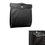 Car Trash Bin w/50pcs Trash Bag Smart LED Luxury Leather Garbage Can Folding Garbage Bin Waterproof...