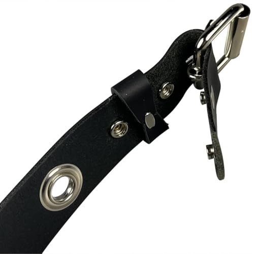 The Ottawa -1.5"(38mm) Black Solid Buffalo Leather Grommet Belt by Zelikovitz (40")3