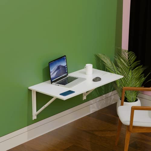 Image of Compal Foldable Study /Work /Utility Table - Wall-Mounted Computer /Laptop Table, 16X24 Inches (White)