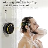 XLEADER, Ulepszony głośnik prysznicowy, certyfikowany wodoodporny głośnik Bluetooth IPX7 z przyssawką i klipsem haczykowym, wbudowany mikrofon, kryształowy dźwięk i bogaty bas, czas odtwarzania do 12