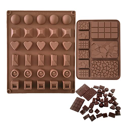 WYAHYQ 2Pcs Chocolate Moulds Silicone Baking Moulds Chocolate Bar Sweet Candy Making Kit Wax Melt Moulds