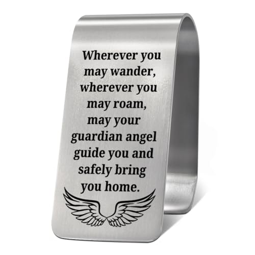 LAGZDFC Wherever You May Wander Wherever You May Roam Visor Clip for Cars, Travelers Prayer Gifts, Guardian Angel Driving Safety Car Accessories for New Driver, Driving Safety Visor Clip