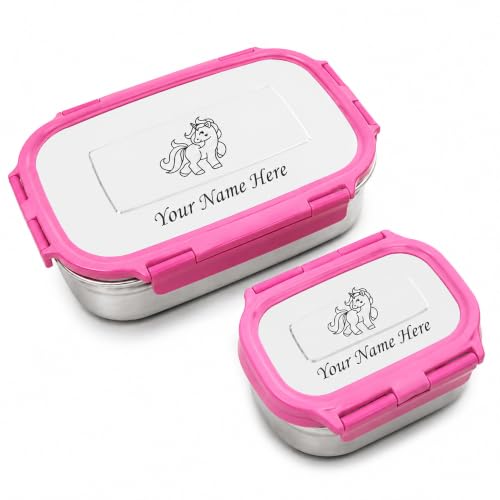 Image of SAVRI Personalized Stainless Steel Big Lunch Box with Small Container with Your Child Name and Favourite Character Engraved for Kids Students Birthdays Return Gift Four Lock Tiffin Box (Pink)