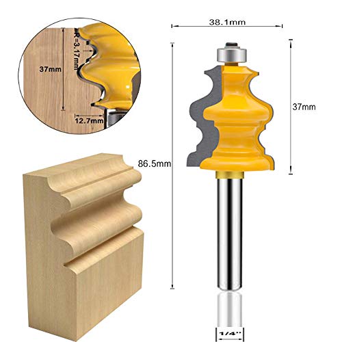 LEATBUY Architectural Molding Router Bit Set 1/4-Inch Shank 5 PCS, Corner Rounding Edge-Forming Woodworking Beading Router Bits Sets Tool Wood Table Door Cabinet Cutter(Round) - Image 5