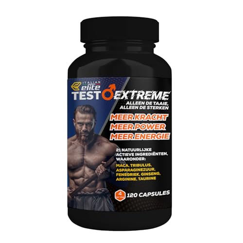 Italian Elite® Testo Extreme 120 capsules Maca 8000 mg Natuurlijke testosteron-booster met tribulus, fenegriek, zink, arginine, ashwagandha, vitaminen en mineralen. Kracht, energie en weerstand.