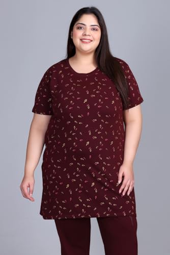 Image of RYSH Women's All-Over Printed Cotton Plus Size Longline T-Shirt with Pockets