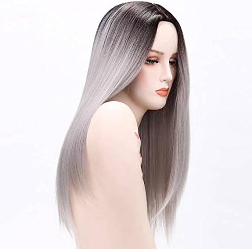 Halloween Charming Charming Fascinating 24" Long Gray Wigs Straight Natural as Real Hair for Women Cosplay