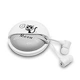 QearFun Stereo 3.5mm In Ear Cat Earphones Earbuds with Microphone With Earphone Storage Case For iPhone Samsung MP3 iPod PC Music (white)