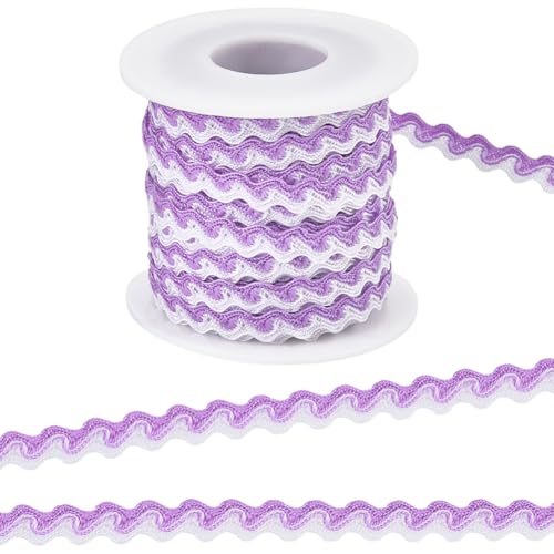 Catálogo para Comprar On-line Cintas en zigzag más recomendados. 45 GORGECRAFT - Flecos doblados de 17.5 yardas de 8 mm de 2 tonos, color morado y blanco, cintas de zigzag onduladas, tela trenzado para Navidad, bricolaje, manualidades, boda,...
