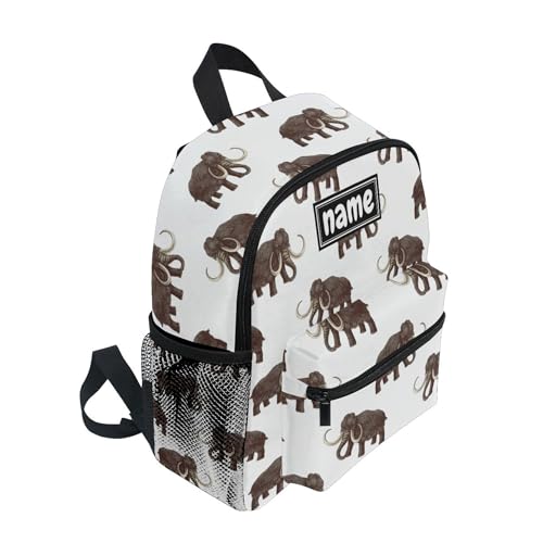 Custom Kid's Name Backpack, Vintage Mammoth Toddler Backpack for Daycare Travel Personalized Name Preschool Book Bag Children Kindergarten Bag for Boys Girls2
