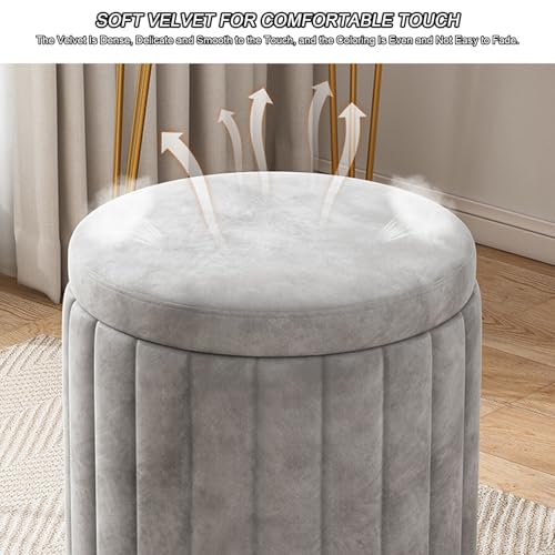 Moderno taburete de maquillaje redondo con almacenamiento silla de tocador compacta para sala de estar y dormitorio diseño elegante que ahorra espacio ideal para belleza y decoración del hog