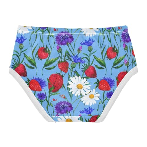 Vintage Strawberries Daisies Purple Blue Girls Underwear Toddlers 2t Cotton Panties for Girl Animal Kids Briefs Undies2