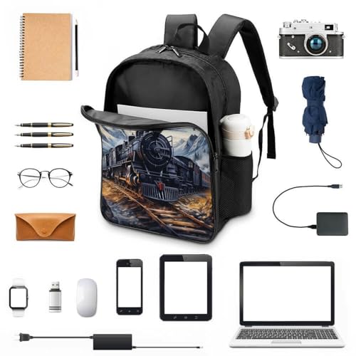 Cartable scolaire garçon robuste anti-mal de dos imprimé train 3D - 4