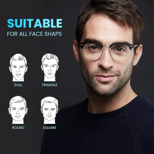 racico Blue Light Glasses for Men & Women - Mixed Material + Metal Frames with UV Protection Coating