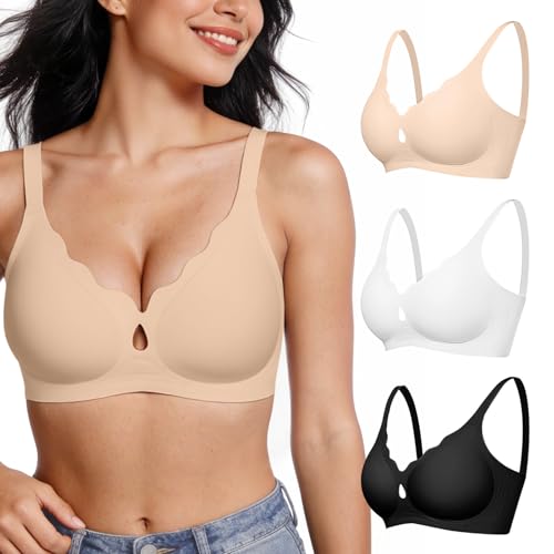 Image of ProKloud Bras for Women No Underwire Wireless Jelly Bras Full Coverage Seamless Push Up Bralettes Support Tshirt Bra
