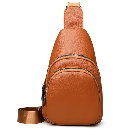 Myhozee Leder Brusttasche Damen Umhängetasche Mittelgroß Crossbody Bag for women Klein Sling Bag Anti Diebstahl Tasche Bauchtasche Klein Business Casual Dating Sport Einkaufen Reisen Einkaufen