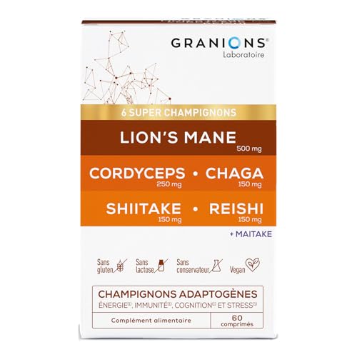 Complexe Super Champignons LIONS MANE GRANIONS pour rester zen et performant face au stress