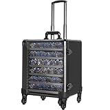 WELIDAY Miniatures Storage Case Miniatures Transport Case Aluminum Alloy Frame Display Case with Lock and Trolley (Large Size)