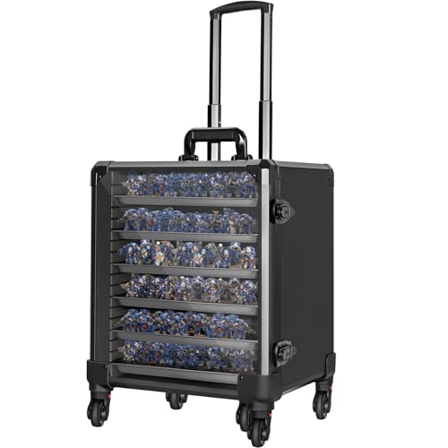 WELIDAY Miniatures Storage Case Miniatures Transport Case Aluminum Alloy Frame Display Case with Lock and Trolley (Large Size)