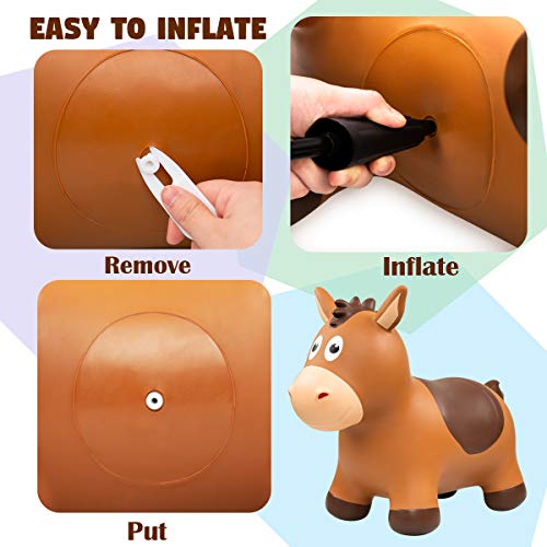 EVERICH TOY Inflatable Bouncy Animals Hopper and Horse for Toddlers, Bouncy Animals for Toddlers Ride on Jumping Bounce Toys, Birthday Gift for 18 Months 2 3 4 5 Year Old - Image 5