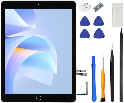 for iPad 6 (6th Generation) Screen Replacement 9.7 Inch A1893 A1954 for iPad 6th Gen Digitizer 2018 Touch Glass with Home Button Repair Tool Kit (Black)