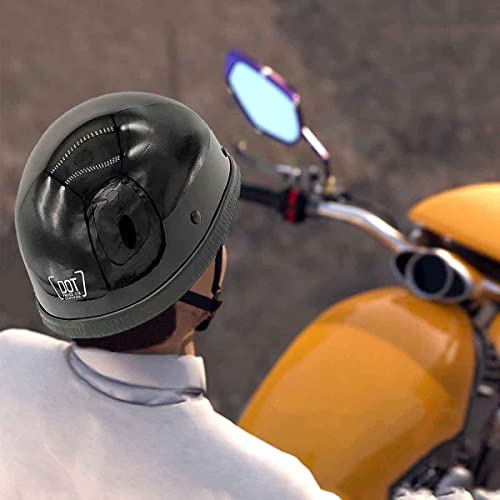 Adult Skull Cap Retro Motorcycle Half Helmet Dot Certification Open-Face Motorbike Helmet For Men Women Ultra-Thin Half Shell German Style Helmet To Bicycle Atv Chopper Scooter,L,B #TOP1