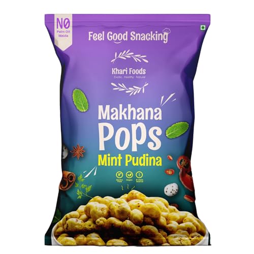 Image of Khari Foods Premium Flavoured Makhana 25g, Crunchy & Roasted Makhana Pops, Protein Source, Fibre Rich, No Palm Oil, Gluten Free (Mint Pudina)
