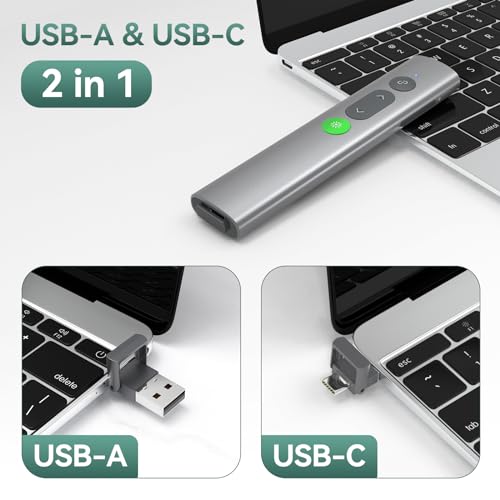 Image of Alloy Steel Presentation Clicker with Green Laser,Wireless Presenter Remote