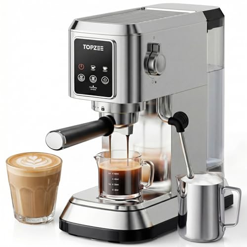TOPZEE Espresso Machine 20 Bar, Compact Coffee Maker with Milk Frother & Cold Brew Function, 52oz Removable Water Tank, Stainless Steel Cappuccino, Latte Maker