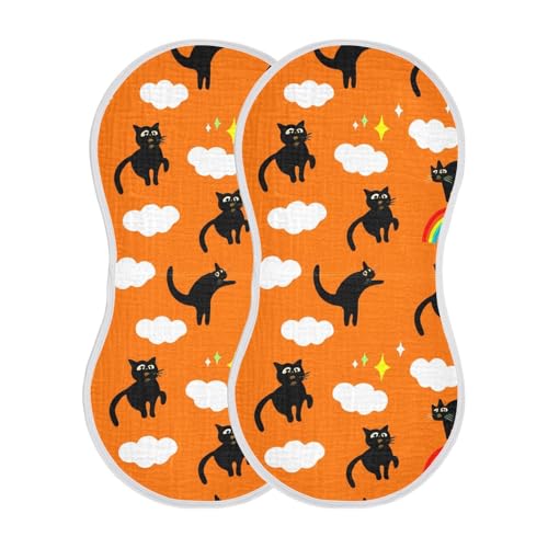 4 Pack Baby Burp Cloths, Soft Absorbent Burping Cloths for Babies, Cotton Milk Spit Up Rags, Large Size for Newborns, Baby Boys and Girls (Playful Cat Collection)3