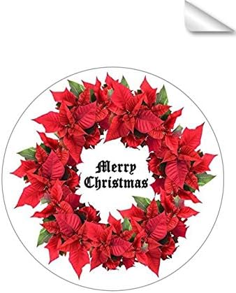 Edible Icing Poinsettia Christmas Wreath Round 7.5" Cake Topper Decoration Idea