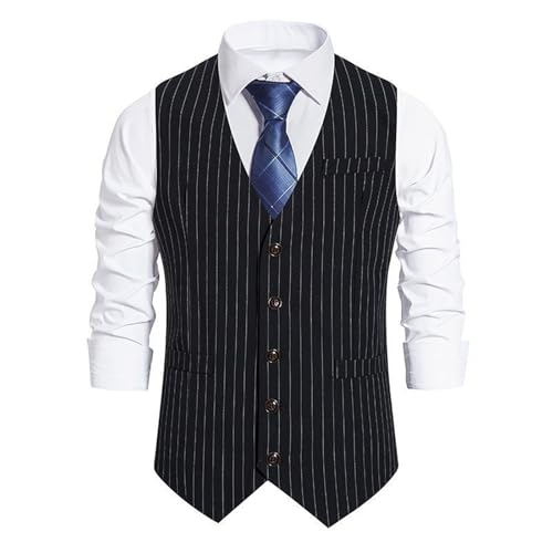 Men Vest Stripe Suit Retro Casual Sleeveless Top