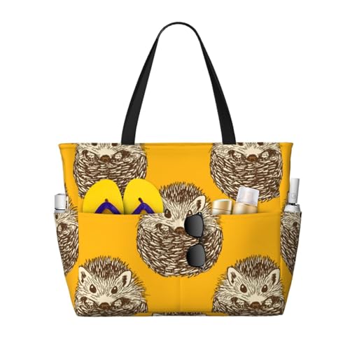 Grand sac de plage hérisson mignon pour les vacances détendues au soleil