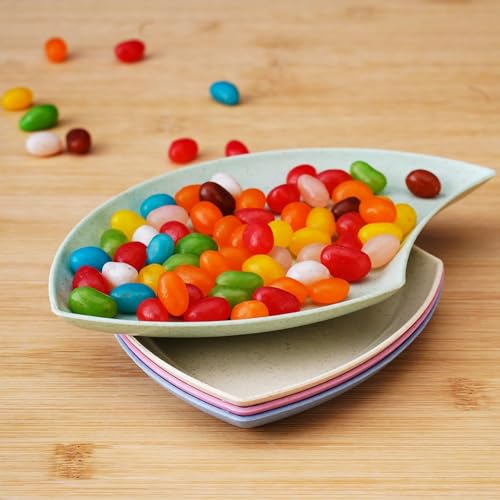 Image of Wheat Straw Flower Petal-Shaped Chips & Dip Appetizer Plates,Serving Tray for Dessert, Sushi, Veggies, Salad | Dishwasher & Microwave Safe (Random, Pack of 12)